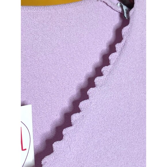 Y2K MOSCHINO JEANS Cropped Lilac Lettuce Neckline Blouse W/Floral Buttons. XS - Picture 7 of 9